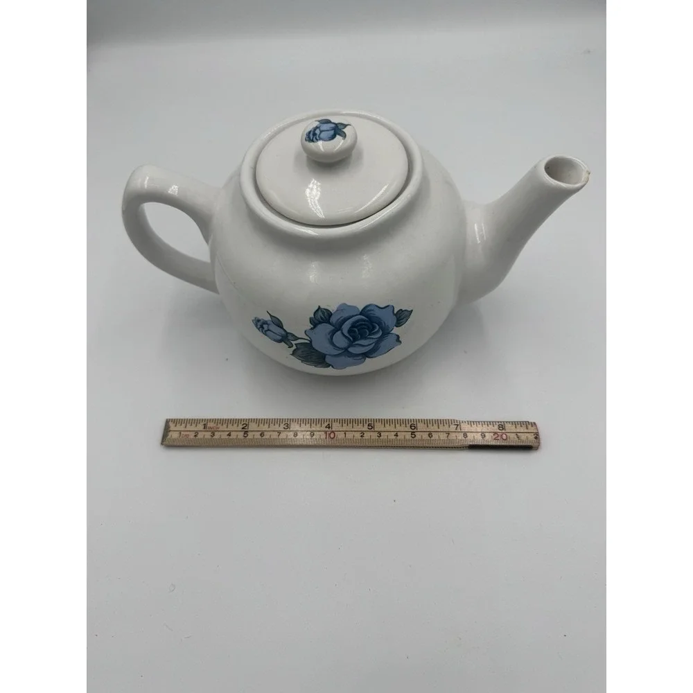 Vintage Jay Import Co blue velvet rose tea pot